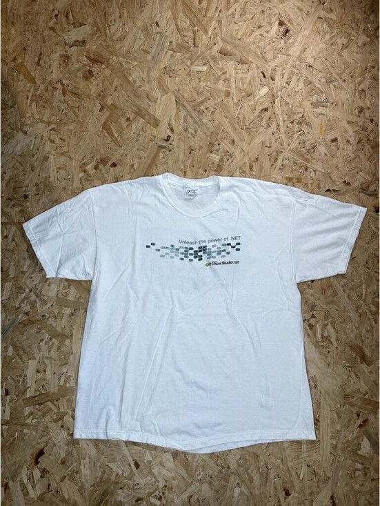 Y2K Microsoft Visual Studio .NET Promo T-Shirt Mens XL White Tech Tee